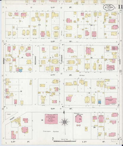 Sanborn Fire Insurance Map from Alton, Madison County, Illinois (1902), Sheet #0011 - Historic Sanborn Fire Insurance Map Print, vintage old map wall art, antique decor, genealogy gift, Illinois Illinois map