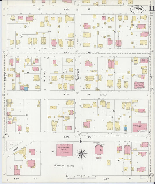 Sanborn Fire Insurance Map from Alton, Madison County, Illinois (1902), Sheet #0011 - Historic Sanborn Fire Insurance Map Print, vintage old map wall art, antique decor, genealogy gift, Illinois Illinois map