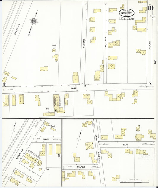 Sanborn Fire Insurance Map from Newport, Orleans County, Vermont (1909), Sheet #0010 - Historic Sanborn Fire Insurance Map Print, vintage old map wall art, antique decor, genealogy gift, Vermont Vermont map