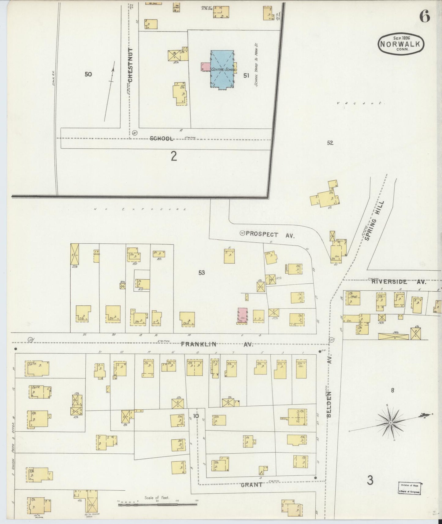Sanborn Fire Insurance Map from Norwalk, Fairfield County, Connecticut (1896), Sheet #0006 - Complete Map Set gallery image, historic Sanborn map, vintage wall art, Connecticut Connecticut
