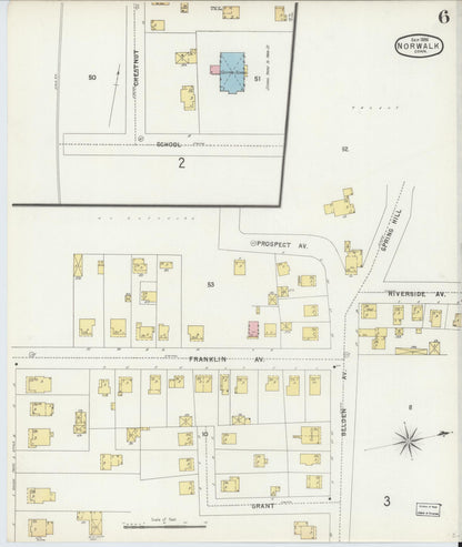 Sanborn Fire Insurance Map from Norwalk, Fairfield County, Connecticut (1896), Sheet #0006 - Complete Map Set gallery image, historic Sanborn map, vintage wall art, Connecticut Connecticut