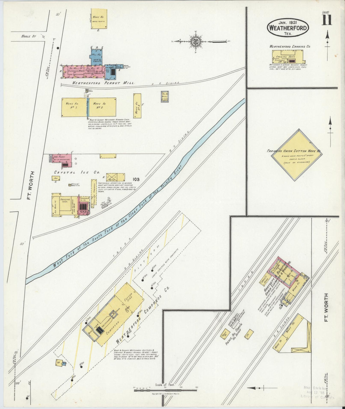 Sanborn Fire Insurance Map from Weatherford, Parker County, Texas (1921), Sheet #0011 - Complete Map Set gallery image, historic Sanborn map, vintage wall art, Texas Texas