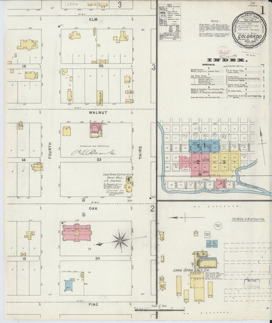 Sanborn Fire Insurance Map from Colorado, Mitchell County, Texas (1896), Sheet #0001 - Historic Sanborn Fire Insurance Map Print, vintage old map wall art, antique decor, genealogy gift, Colorado Colorado map