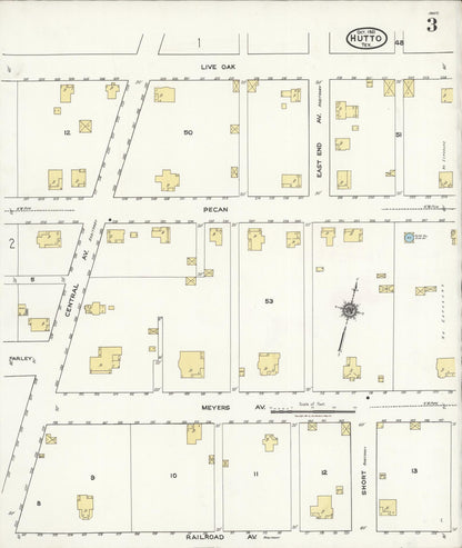 Sanborn Fire Insurance Map from Hutto, Williamson County, Texas (1921), Sheet #0003 - Complete Map Set gallery image, historic Sanborn map, vintage wall art, Texas Texas
