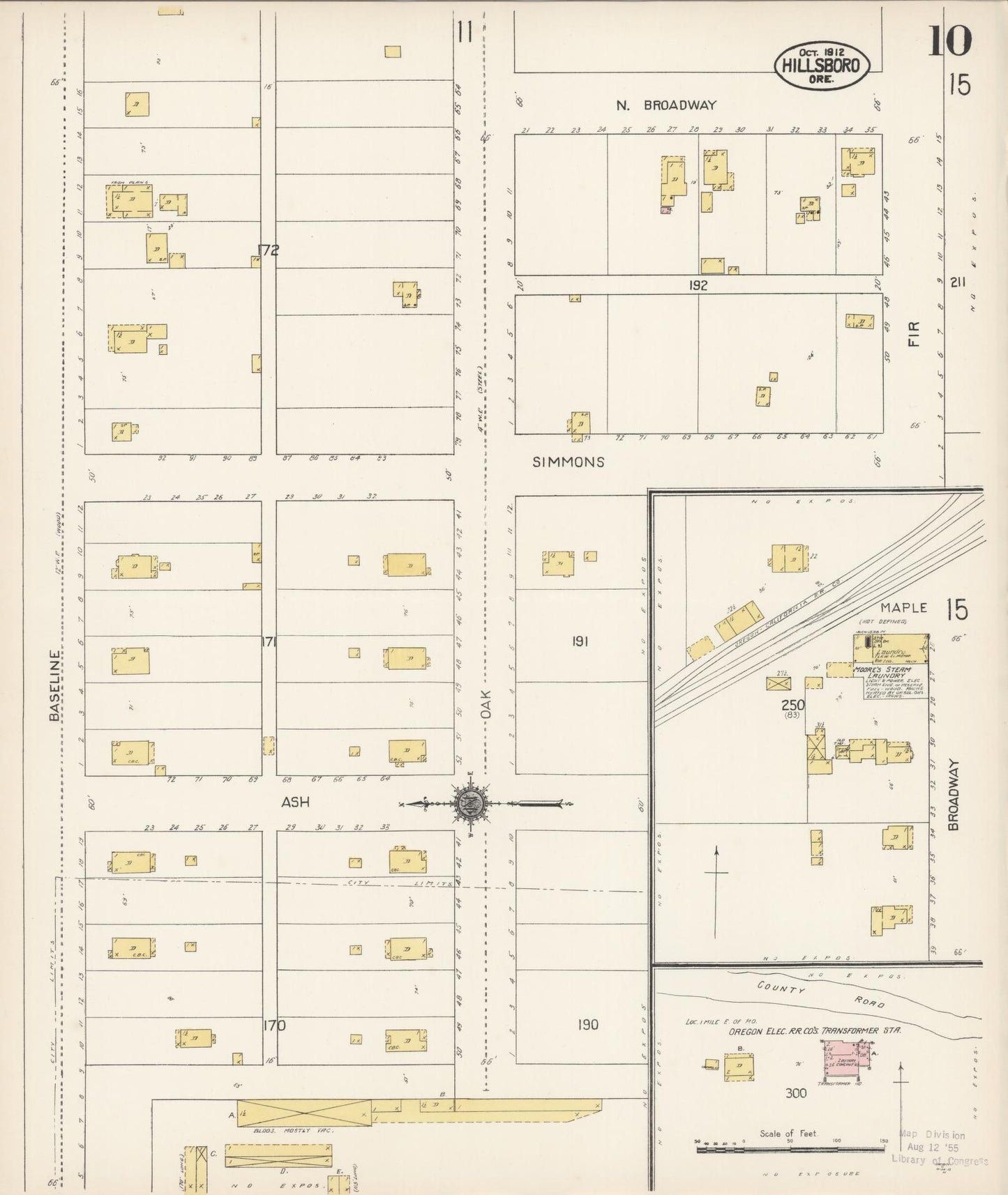 Sanborn Fire Insurance Map from Hillsboro, Washington County, Oregon (1912), Sheet #0010 - Complete Map Set gallery image, historic Sanborn map, vintage wall art, Oregon Oregon
