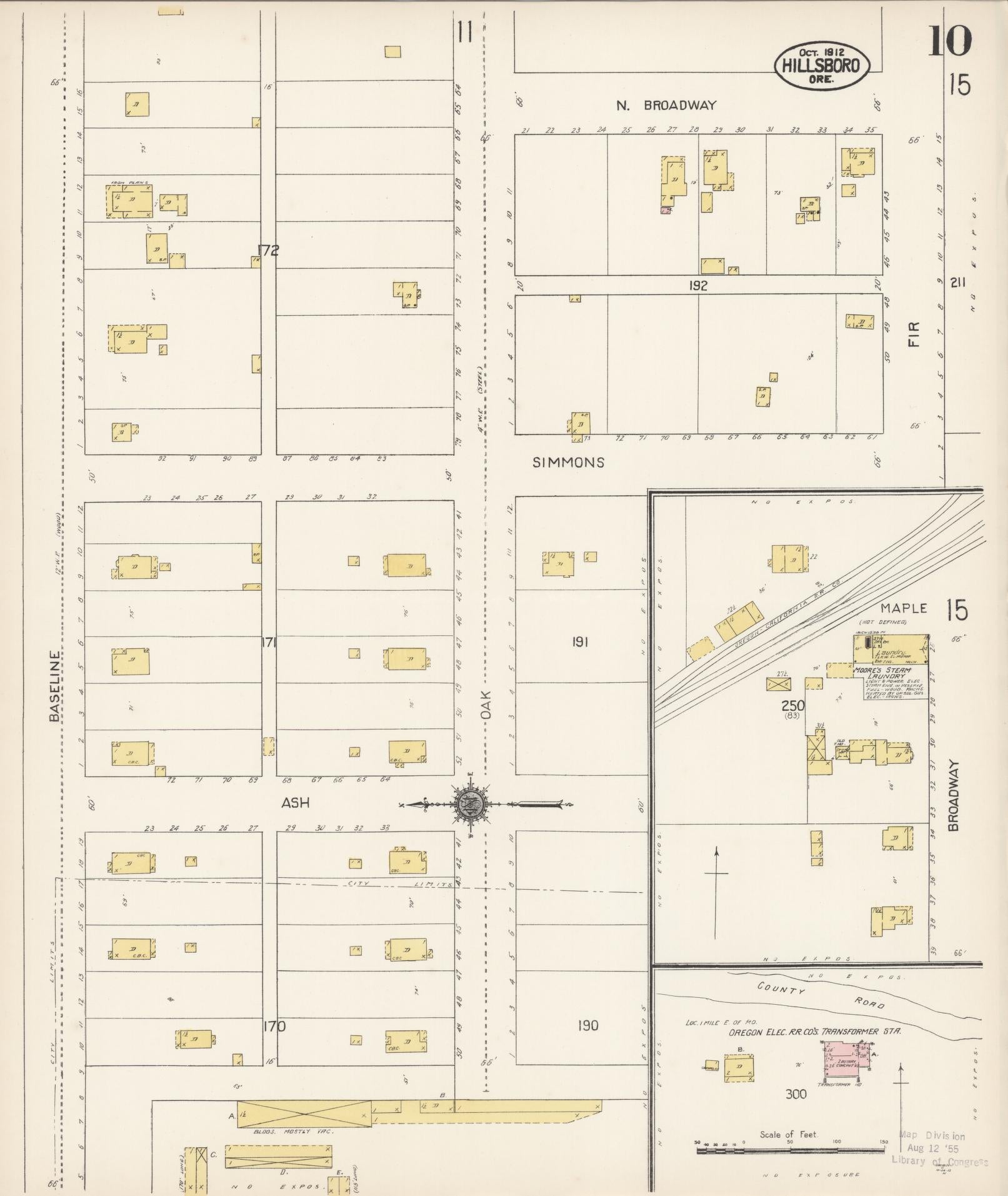 Sanborn Fire Insurance Map from Hillsboro, Washington County, Oregon (1912), Sheet #0010 - Complete Map Set gallery image, historic Sanborn map, vintage wall art, Oregon Oregon