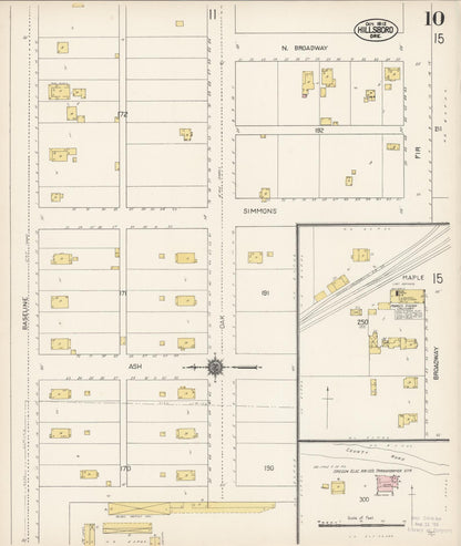 Sanborn Fire Insurance Map from Hillsboro, Washington County, Oregon (1912), Sheet #0010 - Complete Map Set gallery image, historic Sanborn map, vintage wall art, Oregon Oregon