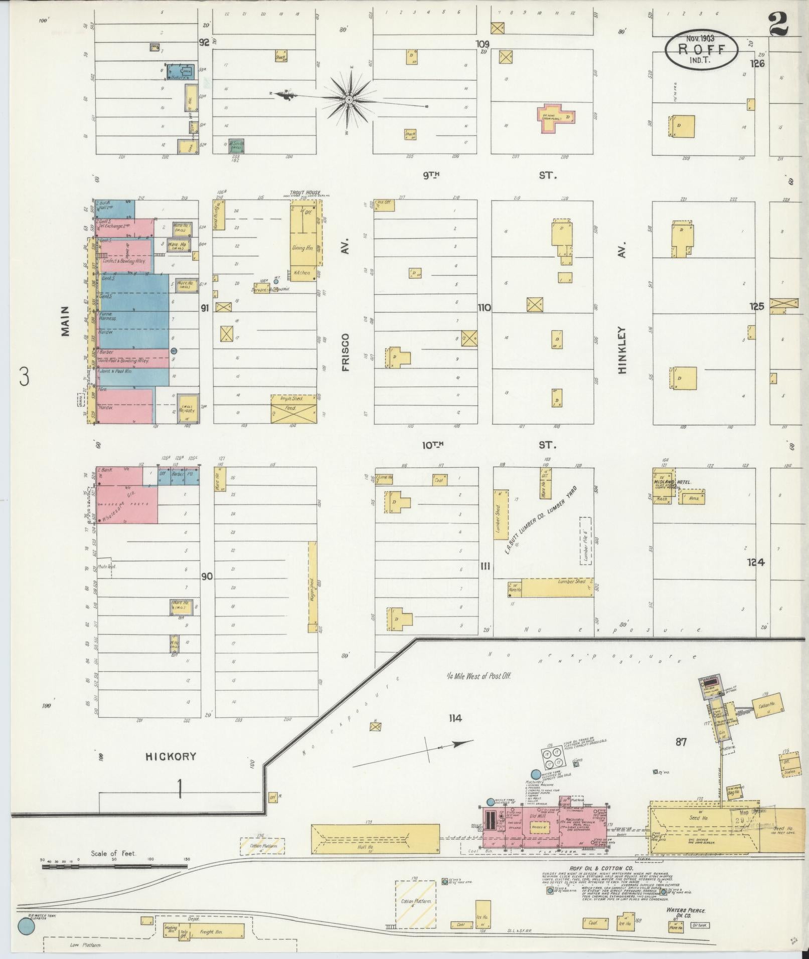 Sanborn Fire Insurance Map from Roff, Pontotoc County, Oklahoma (1903), Sheet #0002 - Complete Map Set gallery image, historic Sanborn map, vintage wall art, Oklahoma Oklahoma