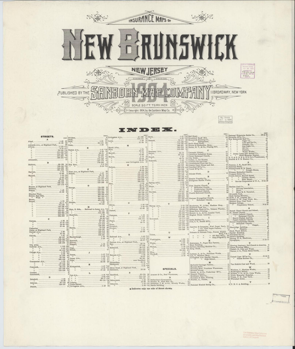 Sanborn Fire Insurance Map from New Brunswick, Middlesex County, New Jersey (1904), Sheet #0001 - Historic Sanborn Fire Insurance Map Print, vintage old map wall art, antique decor, genealogy gift, New Jersey New Jersey map