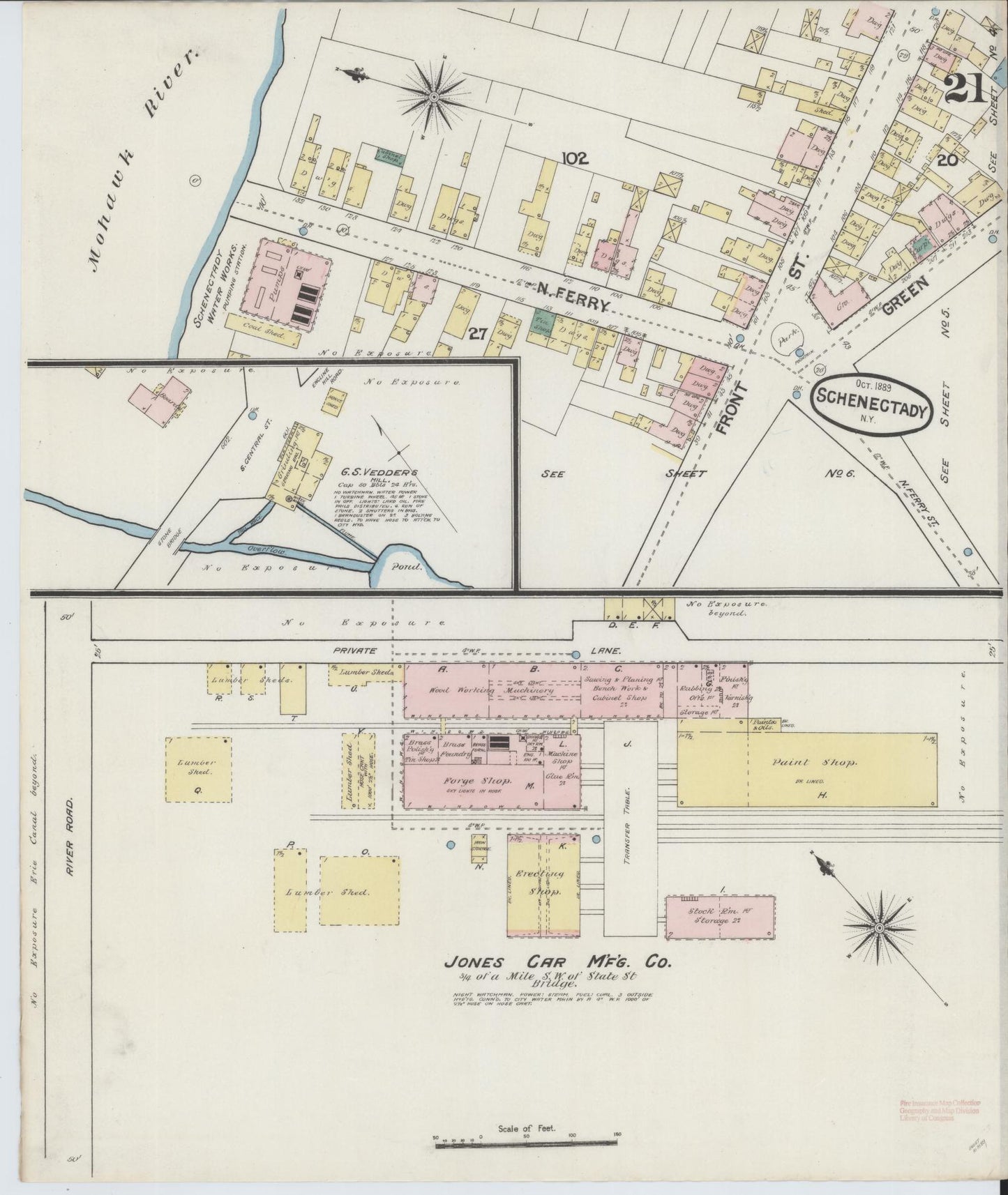 Sanborn Fire Insurance Map from Schenectady, Schenectady County, New York (1889), Sheet #0021 - Complete Map Set gallery image, historic Sanborn map, vintage wall art, New York New York