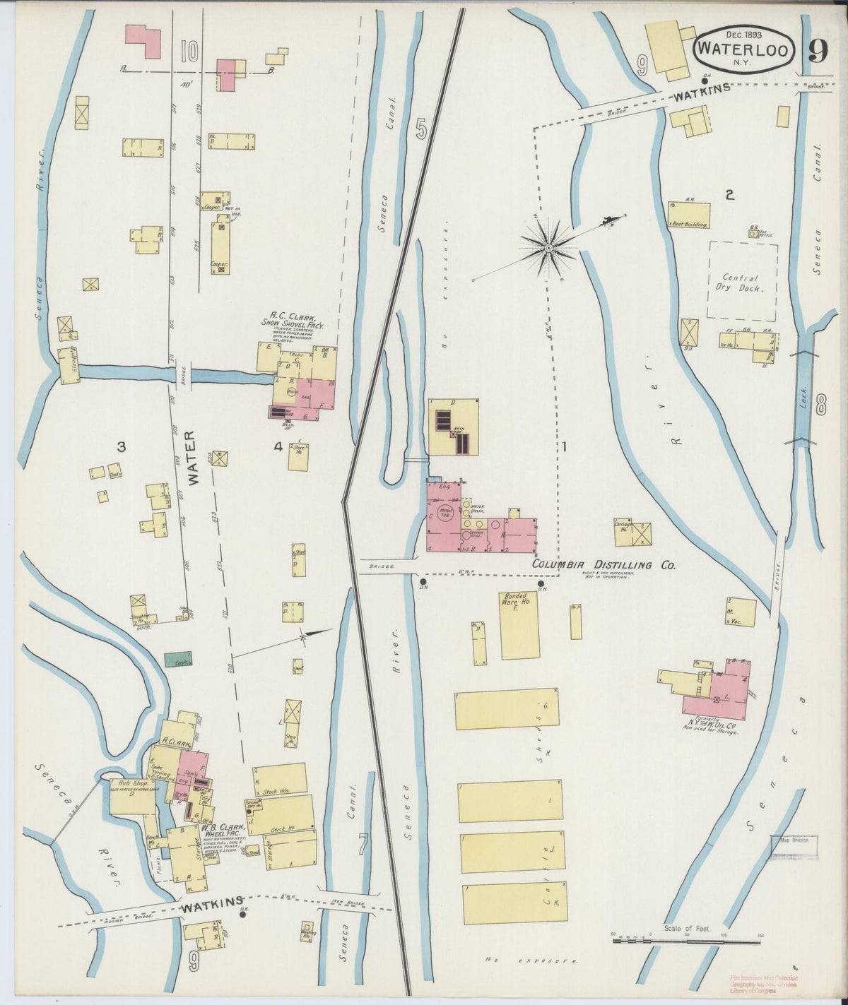 Sanborn Fire Insurance Map from Waterloo, Seneca County, New York (1893), Sheet #0009 - Complete Map Set gallery image, historic Sanborn map, vintage wall art, New York New York