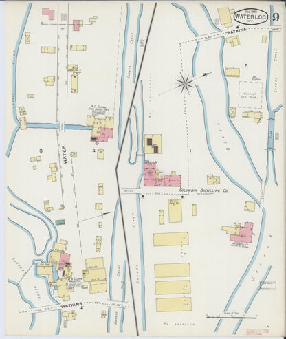 Sanborn Fire Insurance Map from Waterloo, Seneca County, New York (1893), Sheet #0009 - Complete Map Set gallery image, historic Sanborn map, vintage wall art, New York New York