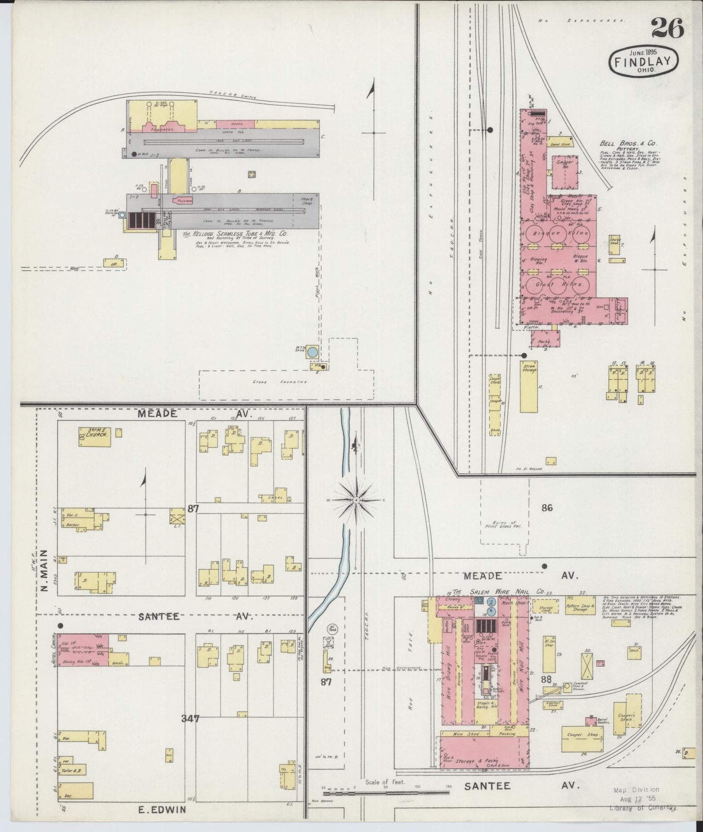 Sanborn Fire Insurance Map from Findlay, Hancock County, Ohio (1895), Sheet #0026 - Historic Sanborn Fire Insurance Map Print, vintage old map wall art, antique decor, genealogy gift, Ohio Ohio map