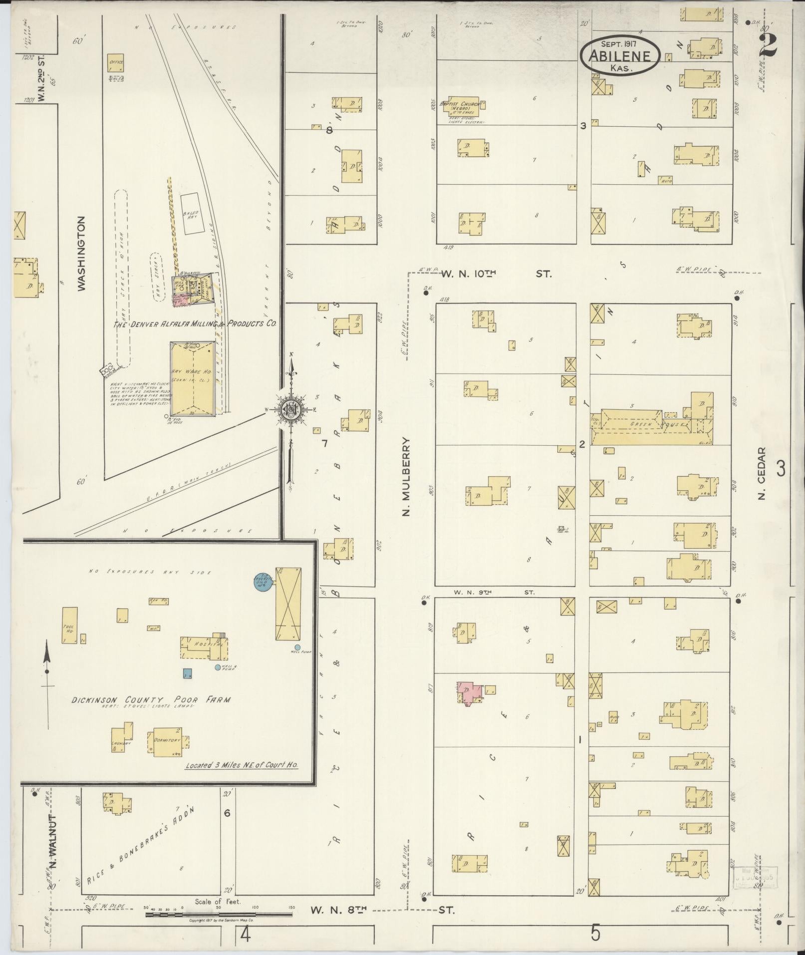 Sanborn Fire Insurance Map from Abilene, Dickinson County, Kansas (1917), Sheet #0002 - Complete Map Set gallery image, historic Sanborn map, vintage wall art, Kansas Kansas
