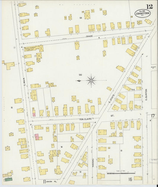 Sanborn Fire Insurance Map from Johnstown, Fulton County, New York (1902), Sheet #0012 - Historic Sanborn Fire Insurance Map Print, vintage old map wall art, antique decor, genealogy gift, New York New York map