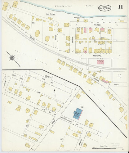 Sanborn Fire Insurance Map from California, Washington County, Pennsylvania (1913), Sheet #0011 - Complete Map Set gallery image, historic Sanborn map, vintage wall art, Pennsylvania Pennsylvania