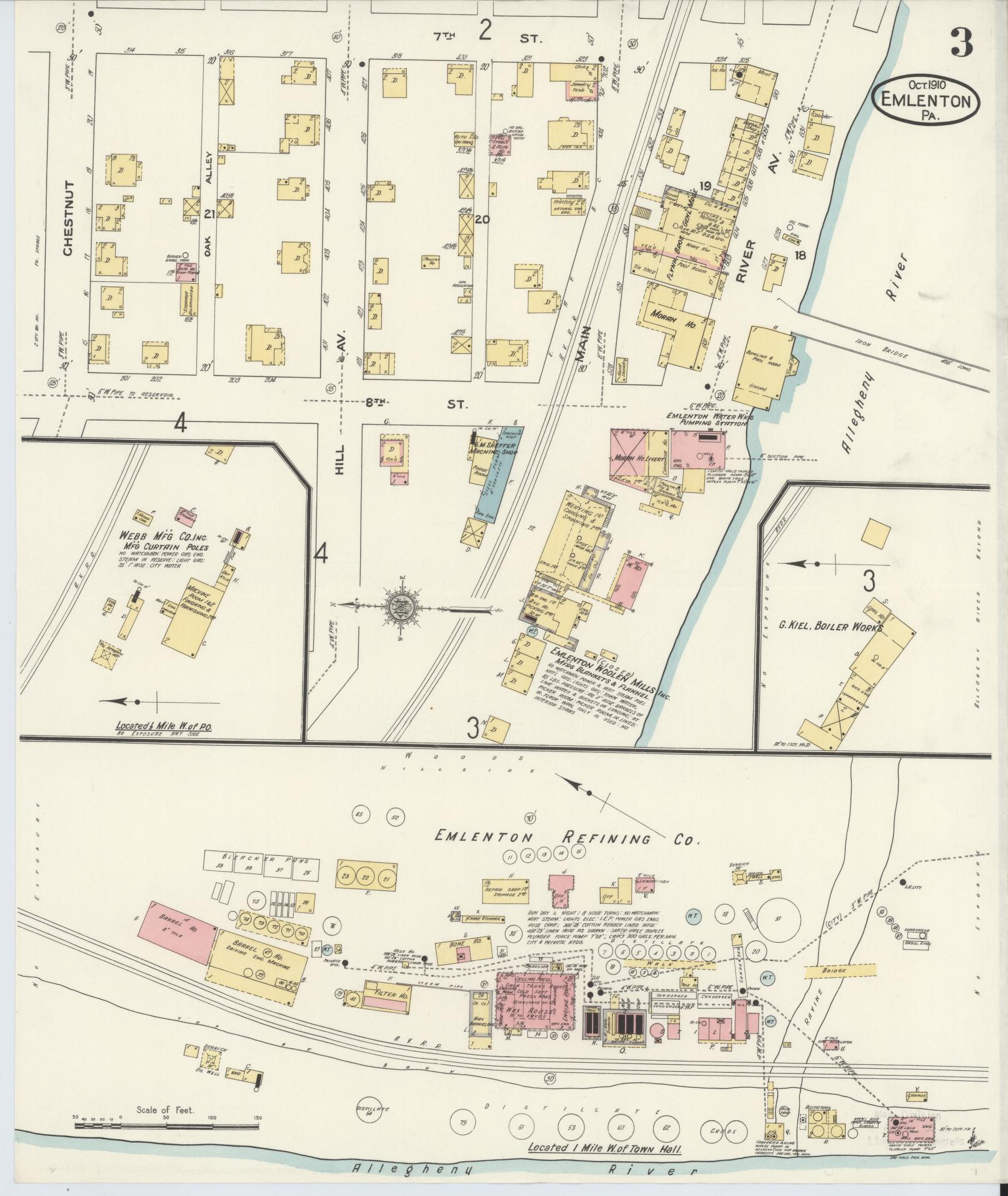 Sanborn Fire Insurance Map from Emlenton, Venango County, Pennsylvania (1910), Sheet #0003 - Historic Sanborn Fire Insurance Map Print, vintage old map wall art, antique decor, genealogy gift, Pennsylvania Pennsylvania map