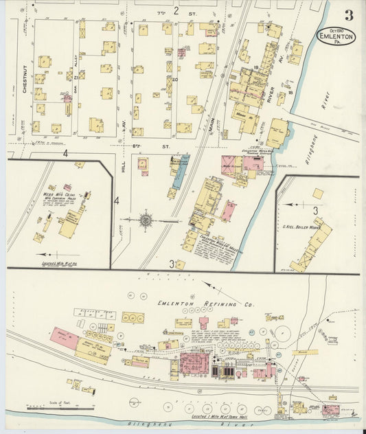 Sanborn Fire Insurance Map from Emlenton, Venango County, Pennsylvania (1910), Sheet #0003 - Historic Sanborn Fire Insurance Map Print, vintage old map wall art, antique decor, genealogy gift, Pennsylvania Pennsylvania map
