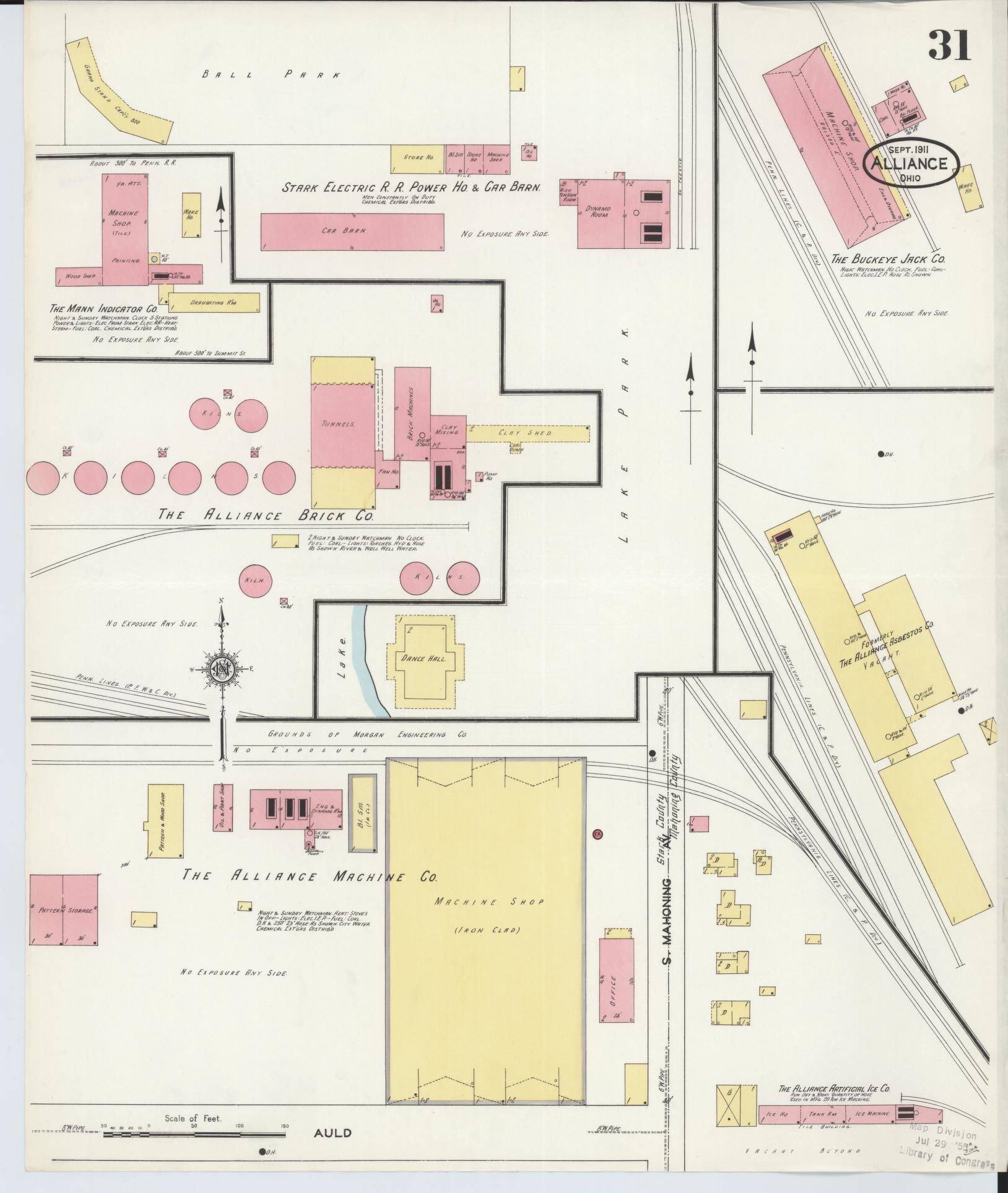 Sanborn Fire Insurance Map from Alliance, Stark County, Ohio (1911), Sheet #0031 - Historic Sanborn Fire Insurance Map Print, vintage old map wall art, antique decor, genealogy gift, Ohio Ohio map