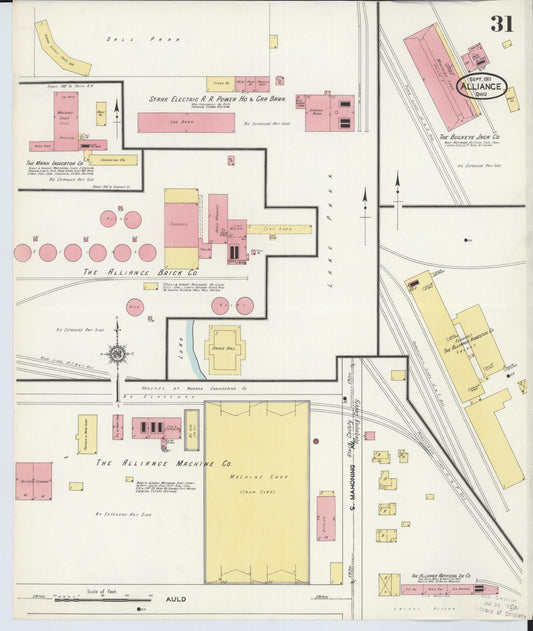 Sanborn Fire Insurance Map from Alliance, Stark County, Ohio (1911), Sheet #0031 - Historic Sanborn Fire Insurance Map Print, vintage old map wall art, antique decor, genealogy gift, Ohio Ohio map