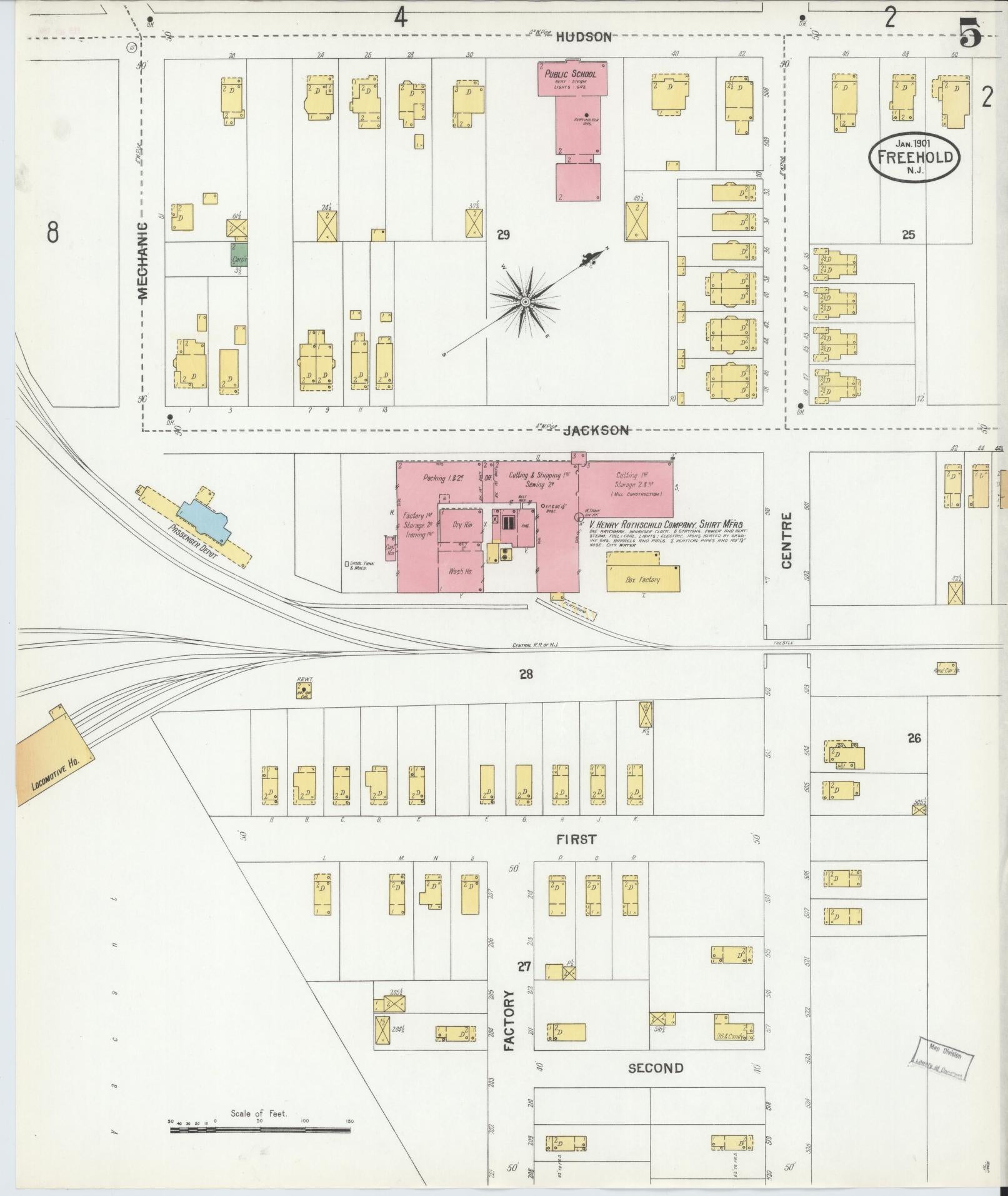 Sanborn Fire Insurance Map from Freehold, Monmouth County, New Jersey (1901), Sheet #0005 - Complete Map Set gallery image, historic Sanborn map, vintage wall art, New Jersey New Jersey