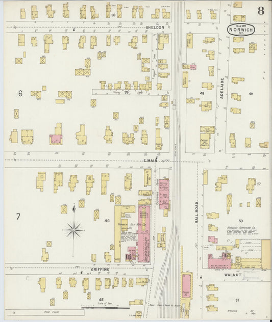 Sanborn Fire Insurance Map from Norwich, Chenango County, New York (1897), Sheet #0008 - Historic Sanborn Fire Insurance Map Print, vintage old map wall art, antique decor, genealogy gift, New York New York map