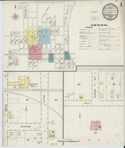 Sanborn Fire Insurance Map from Robinson, Crawford County, Illinois (1894), Sheet #0001 - Historic Sanborn Fire Insurance Map Print, vintage old map wall art, antique decor, genealogy gift, Illinois Illinois map