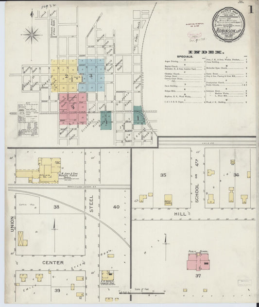 Sanborn Fire Insurance Map from Robinson, Crawford County, Illinois (1894), Sheet #0001 - Historic Sanborn Fire Insurance Map Print, vintage old map wall art, antique decor, genealogy gift, Illinois Illinois map