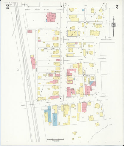Sanborn Fire Insurance Map from Ashville, Pickaway County, Ohio (1940), Sheet #0002 - Historic Sanborn Fire Insurance Map Print, vintage old map wall art, antique decor, genealogy gift, Ohio Ohio map