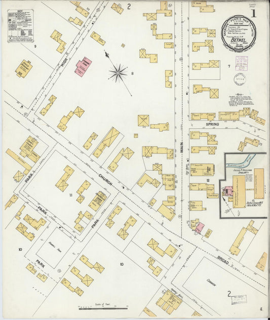 Sanborn Fire Insurance Map from Bethel, Oxford County, Maine (1901), Sheet #0001 - Complete Map Set gallery image, historic Sanborn map, vintage wall art, Maine Maine