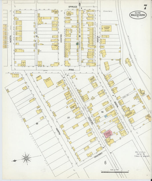 Sanborn Fire Insurance Map from Mauch Chunk, Carbon County, Pennsylvania (1902), Sheet #0007 - Historic Sanborn Fire Insurance Map Print, vintage old map wall art, antique decor, genealogy gift, Pennsylvania Pennsylvania map