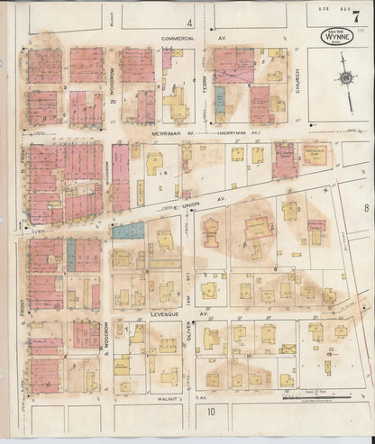Sanborn Fire Insurance Map from Wynne, Cross County, Arkansas (1945), Sheet #0007 - Complete Map Set gallery image, historic Sanborn map, vintage wall art, Arkansas Arkansas