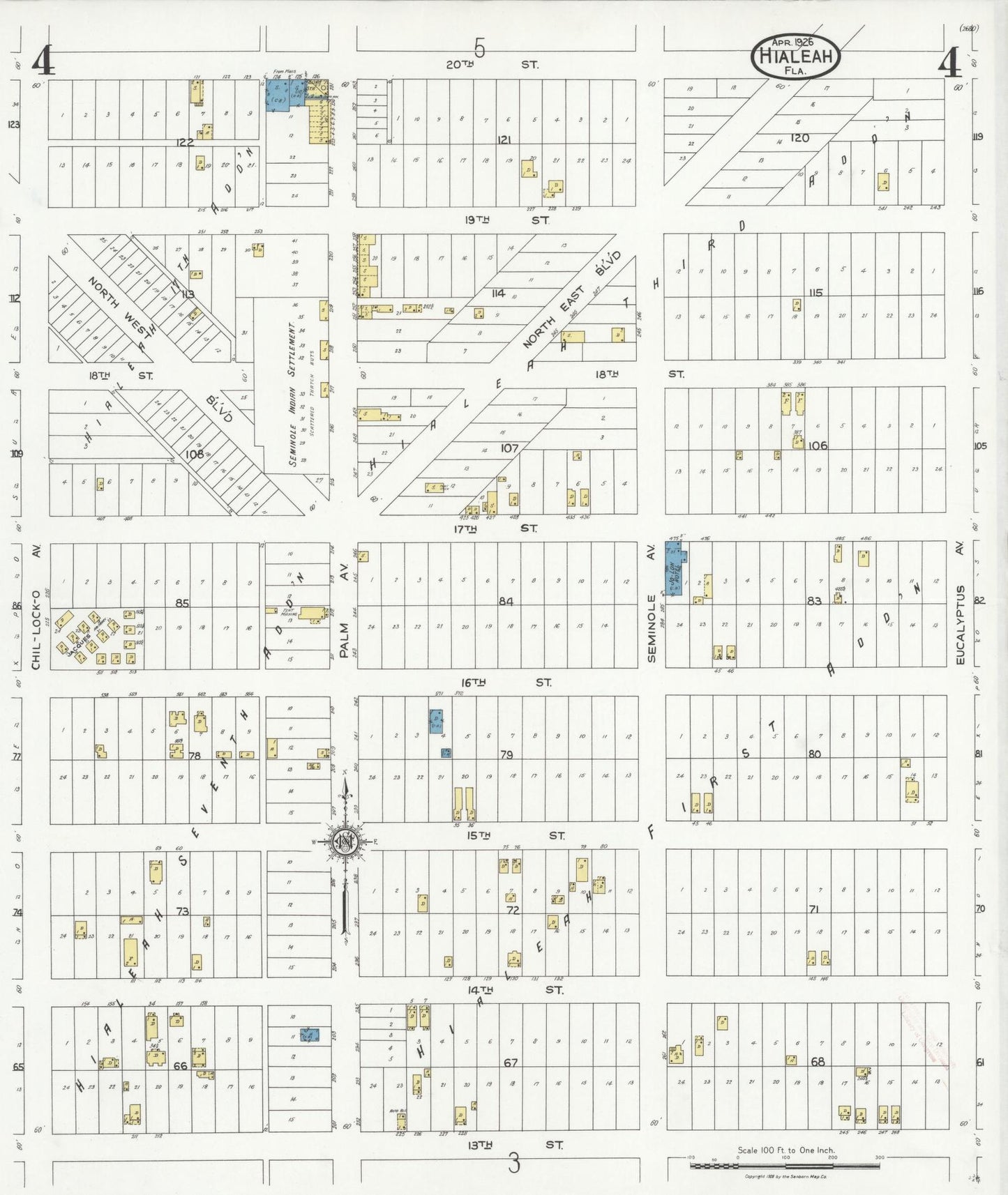 Sanborn Fire Insurance Map from Hialeah, Dade County, Florida (1926), Sheet #0004 - Historic Sanborn Fire Insurance Map Print, vintage old map wall art, antique decor, genealogy gift, Florida Florida map
