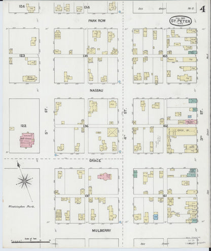 Sanborn Fire Insurance Map from Saint Peter, Nicollet County, Minnesota (1889), Sheet #0004 - Historic Sanborn Fire Insurance Map Print, vintage old map wall art, antique decor, genealogy gift, Minnesota Minnesota map