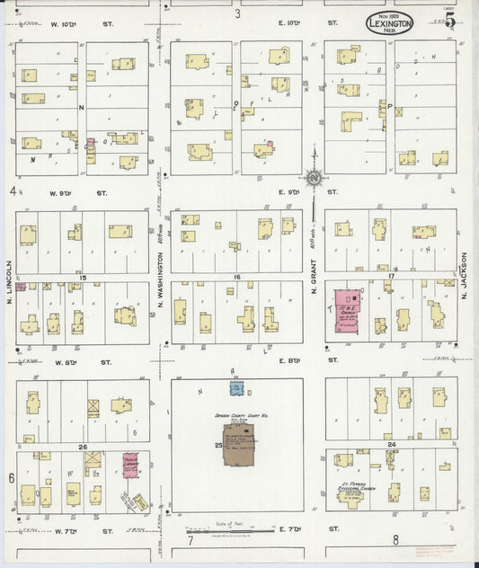 Sanborn Fire Insurance Map from Lexington, Dawson County, Nebraska (1920), Sheet #0005 - Historic Sanborn Fire Insurance Map Print, vintage old map wall art, antique decor, genealogy gift, Nebraska Nebraska map