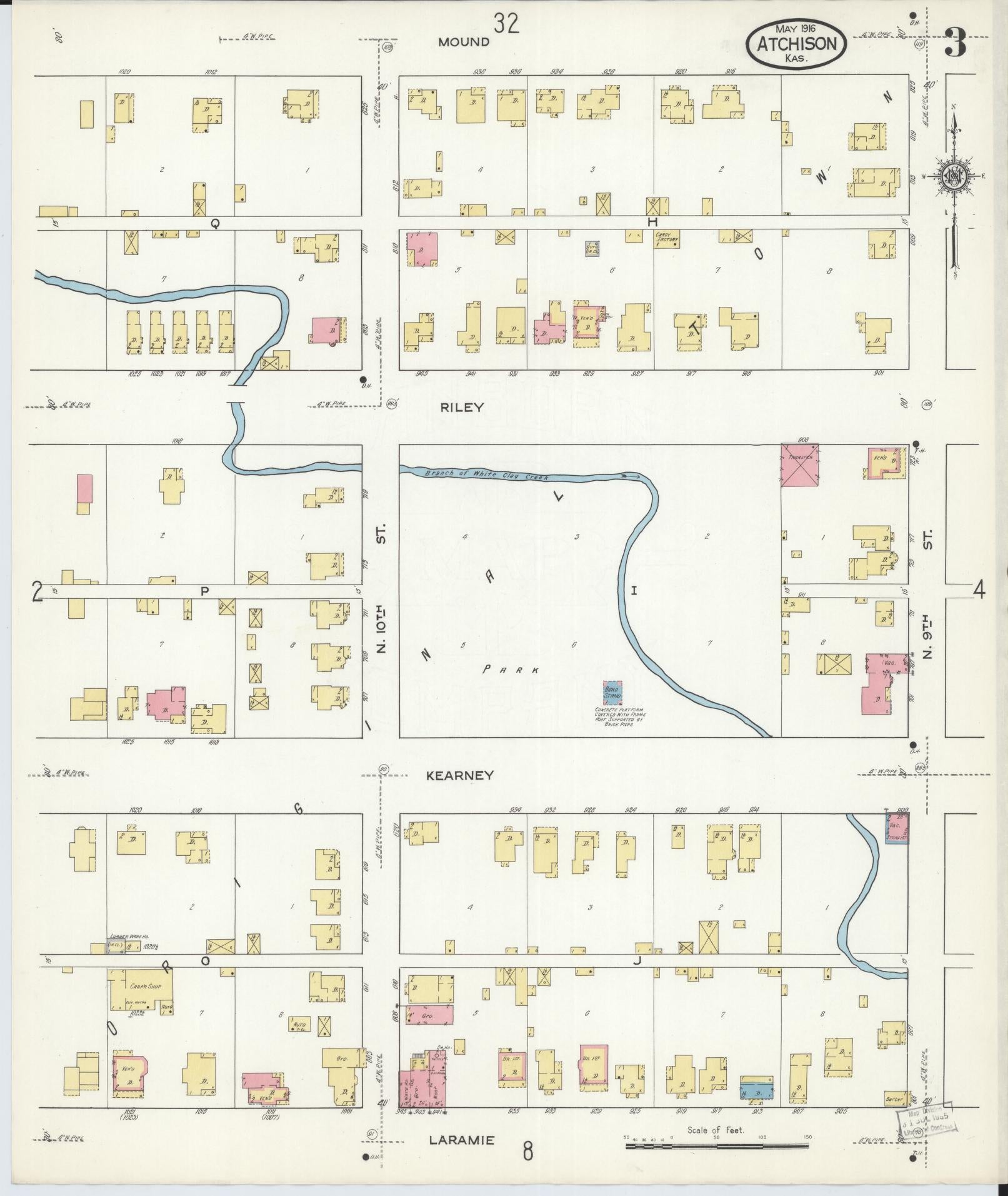 Sanborn Fire Insurance Map from Atchison, Atchison County, Kansas (1916), Sheet #0003 - Complete Map Set gallery image, historic Sanborn map, vintage wall art, Kansas Kansas