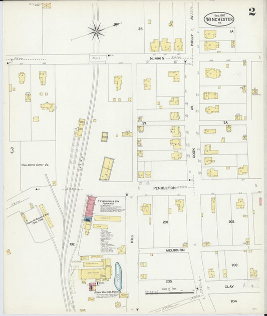 Sanborn Fire Insurance Map from Winchester, Clark County, Kentucky (1907), Sheet #0002 - Historic Sanborn Fire Insurance Map Print, vintage old map wall art, antique decor, genealogy gift, Kentucky Kentucky map