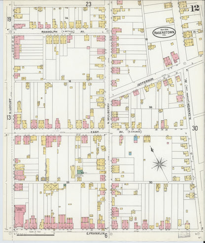 Sanborn Fire Insurance Map from Hagerstown, Washington County, Maryland (1904), Sheet #0012 - Complete Map Set gallery image, historic Sanborn map, vintage wall art, Maryland Maryland