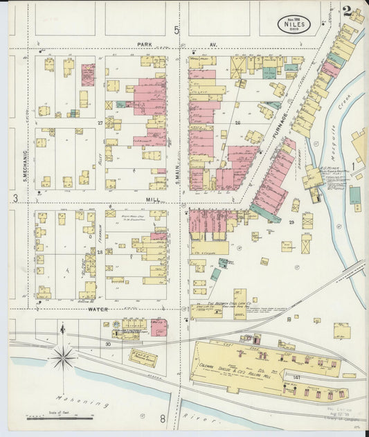 Sanborn Fire Insurance Map from Niles, Trumbull County, Ohio (1898), Sheet #0002 - Historic Sanborn Fire Insurance Map Print, vintage old map wall art, antique decor, genealogy gift, Ohio Ohio map