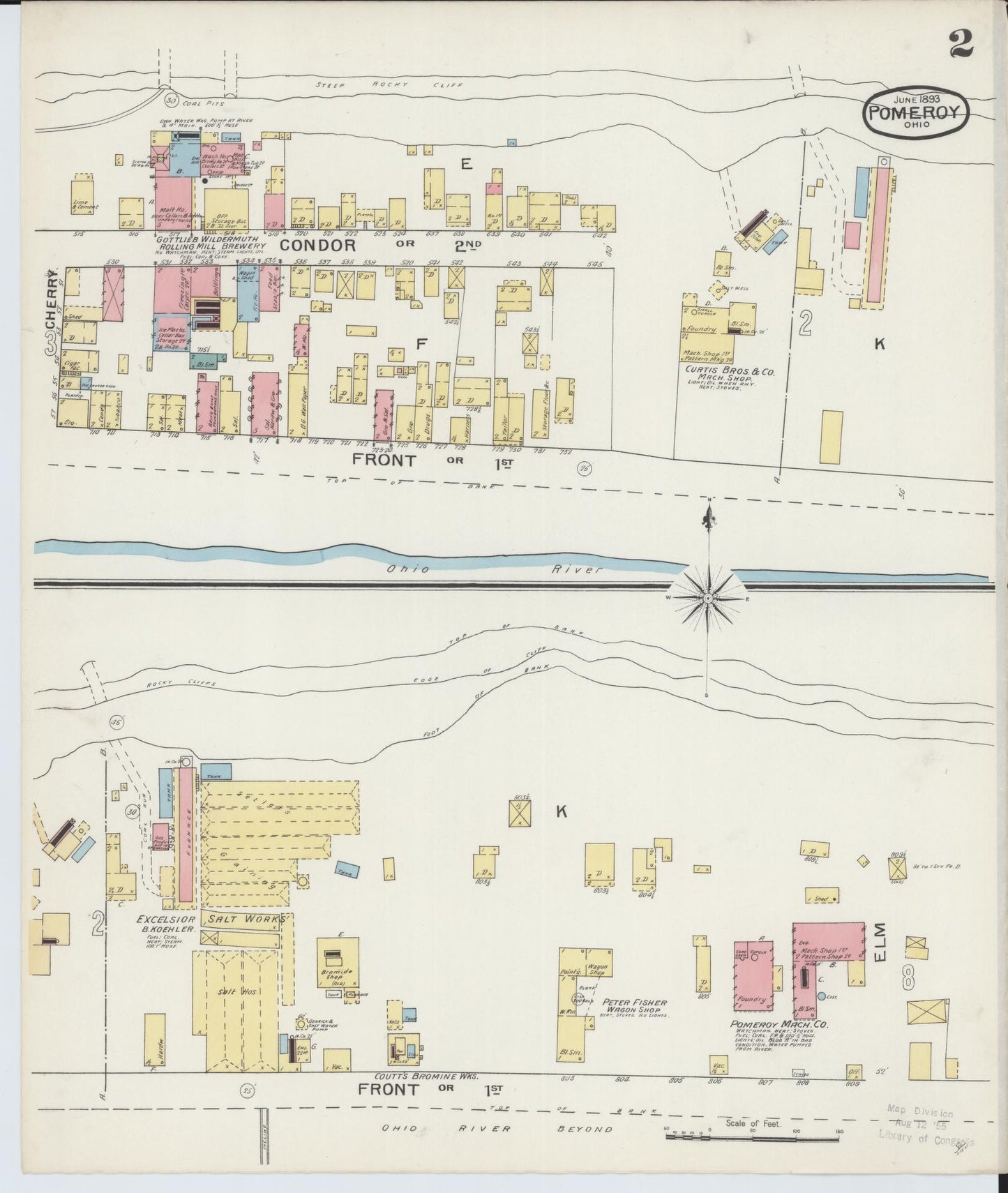 Sanborn Fire Insurance Map from Pomeroy, Meigs County, Ohio (1893), Sheet #0002 - Complete Map Set gallery image, historic Sanborn map, vintage wall art, Ohio Ohio