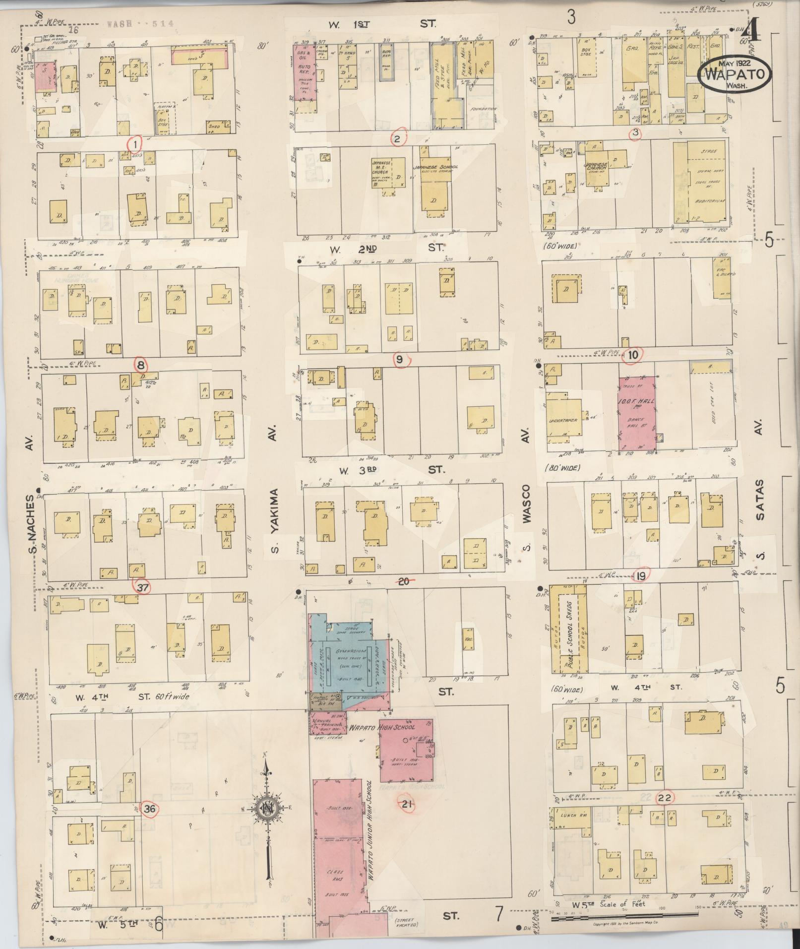 Sanborn Fire Insurance Map from Wapato, Yakima County, Washington (1941), Sheet #0004 - Complete Map Set gallery image, historic Sanborn map, vintage wall art, Washington Washington