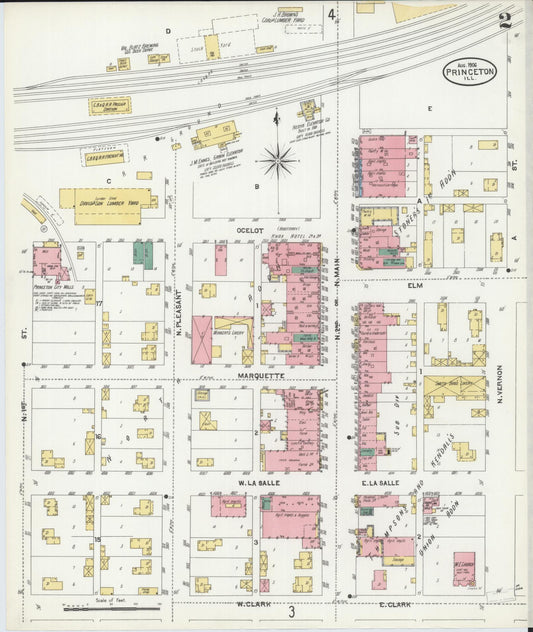 Sanborn Fire Insurance Map from Princeton, Bureau County, Illinois (1906), Sheet #0002 - Historic Sanborn Fire Insurance Map Print, vintage old map wall art, antique decor, genealogy gift, Illinois Illinois map