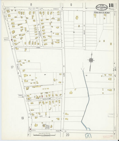 Sanborn Fire Insurance Map from Patchogue, Suffolk County, New York (1916), Sheet #0018 - Complete Map Set gallery image, historic Sanborn map, vintage wall art, New York New York