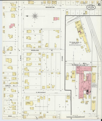 Sanborn Fire Insurance Map from Salem, Columbiana County, Ohio (1898), Sheet #0006 - Historic Sanborn Fire Insurance Map Print, vintage old map wall art, antique decor, genealogy gift, Ohio Ohio map
