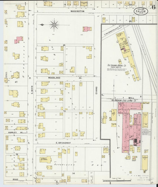 Sanborn Fire Insurance Map from Salem, Columbiana County, Ohio (1898), Sheet #0006 - Historic Sanborn Fire Insurance Map Print, vintage old map wall art, antique decor, genealogy gift, Ohio Ohio map