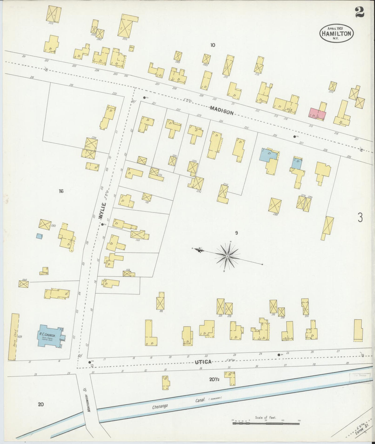 Sanborn Fire Insurance Map from Hamilton, Madison County, New York (1901), Sheet #0002 - Historic Sanborn Fire Insurance Map Print, vintage old map wall art, antique decor, genealogy gift, New York New York map