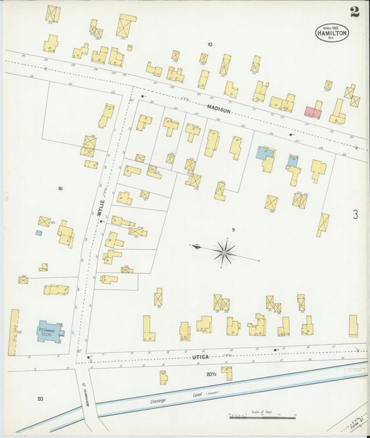Sanborn Fire Insurance Map from Hamilton, Madison County, New York (1901), Sheet #0002 - Historic Sanborn Fire Insurance Map Print, vintage old map wall art, antique decor, genealogy gift, New York New York map