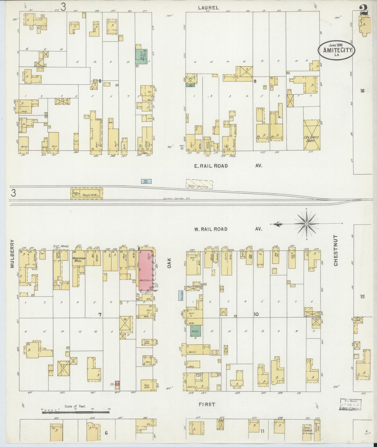 Sanborn Fire Insurance Map from Amite, Tangipahoa Parish, Louisiana (1898), Sheet #0002 - Complete Map Set gallery image, historic Sanborn map, vintage wall art, Louisiana Louisiana