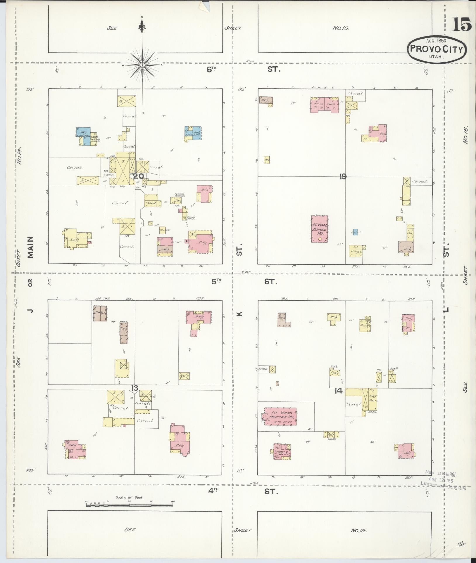 Sanborn Fire Insurance Map from Provo, Utah County, Utah (1890), Sheet #0015 - Complete Map Set gallery image, historic Sanborn map, vintage wall art, Provo Utah