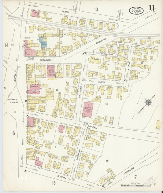 Sanborn Fire Insurance Map from Dover, Strafford County, New Hampshire (1912), Sheet #0011 - Historic Sanborn Fire Insurance Map Print, vintage old map wall art, antique decor, genealogy gift, New Hampshire New Hampshire map